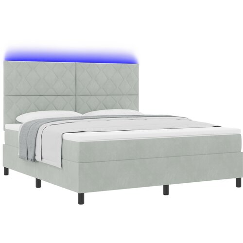 vidaXL Box Spring Postelja z Mattresom in LED Svetlobo Svetlo siva 180x200 cm Žamet, (22050100) Cene