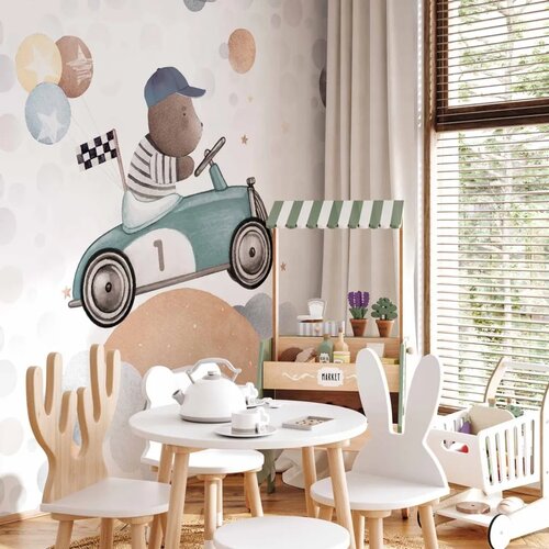  Foto tapeta - Teddy Bear in a Racing Car 500x350 Premium Cene