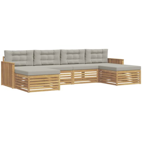  Set vanjskih sofa 6 kom. Bijela i svjetlosiva 329 x 162,5 x 73 cm Slike