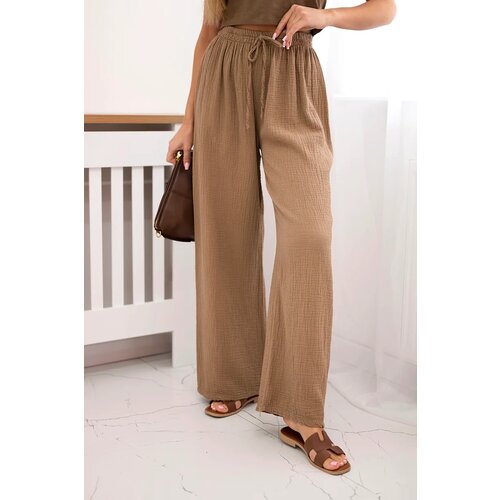 Kesi Włoski Muslin pants with a wide leg camel Cijene