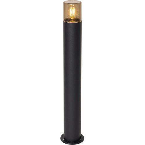 QAZQA Stoječa zunanja svetilka črna z dimnim senčnikom 70 cm - Odense Slike