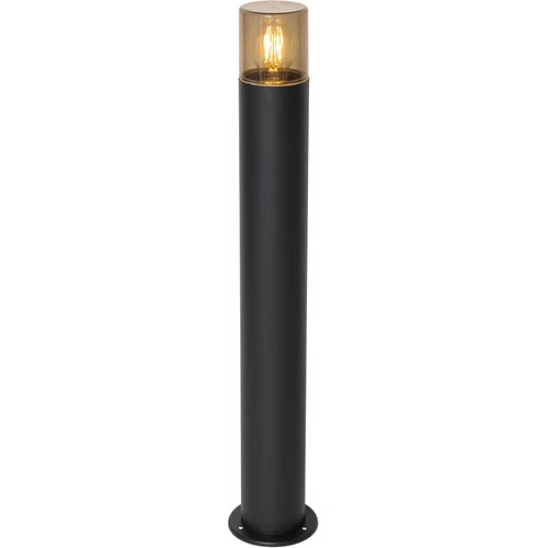 QAZQA Stoječa zunanja svetilka črna z dimnim senčnikom 70 cm - Odense
