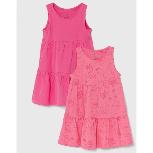 Zippy Dječja pamučna haljina 2-pack boja: ružičasta, mini, širi se prema dolje