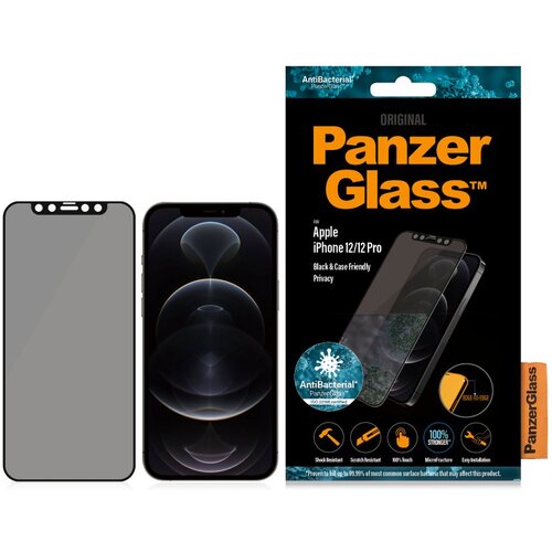 PanzerGlass za&amp;scaron;titno staklo za iPhone 12/12 Pro case friendly privacy antibacterial black Slike