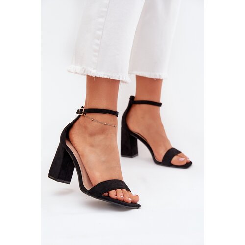 Boto Ladies Heeled Sandals Made Of Eco Suede Black Elirae Cene