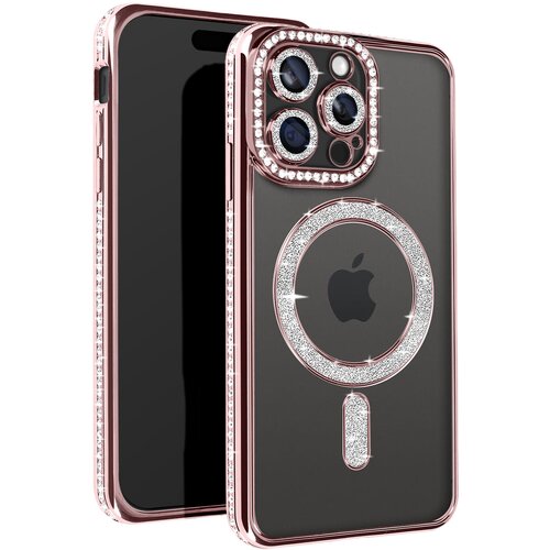 AVIZAR diamond case za iphone 15 pro max zaščita magsafe contour strass, šampanjec roza, (5000013752) Cene