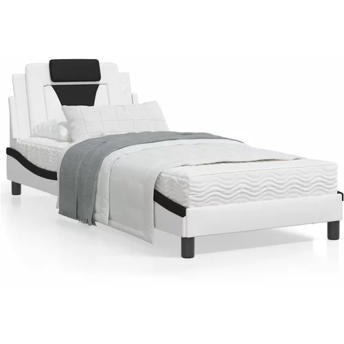  Okvir za krevet s uzglavljem bijelo-crni 90x190 cm umjetna koža