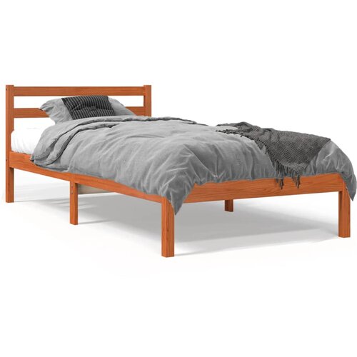 VidaXL Posteljni okvir vo&amp;scaron;čeno rjav 75x190 cm trdna borovina Slike