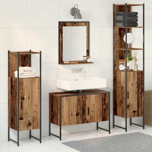  Set namje&scaron;taja za kupaonicu 4 pcs Smeđa Konstruirano drvo Cijene