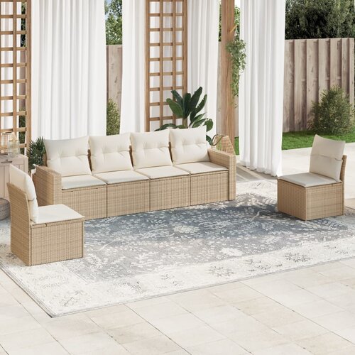 vidaXL 6-dijelni set vrtnih sofa s jastucima bež od poliratana Cijene