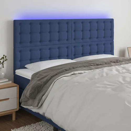  LED posteljno vzglavje modro 160x5x118/128 cm blago, (20932820)