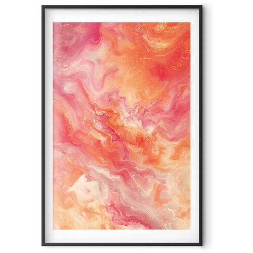  Plakat Fiery Colors - dynamic shapes in fire and pink tones 21x30 Crni okvir s margom Cijene