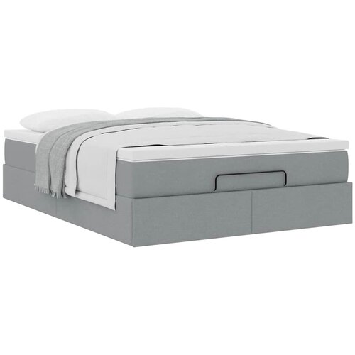  Otomanski krevet s madracem svijetlosivi 140x190 cm od tkanine Slike