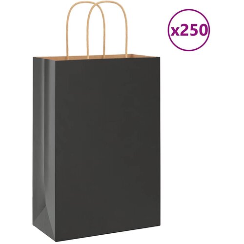 Papirnate vrećice 250 kom s ručkama crne 21x11x31 cm Cijene