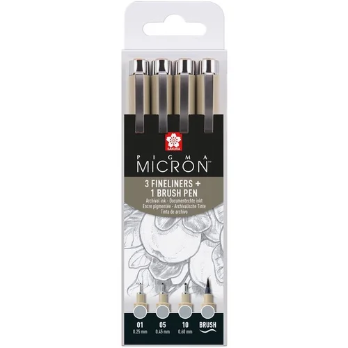  Set tehničkih olovaka Sakura Pigma Micron 3 fineliners a brush pen | sive nijanse () KORIŠTENO