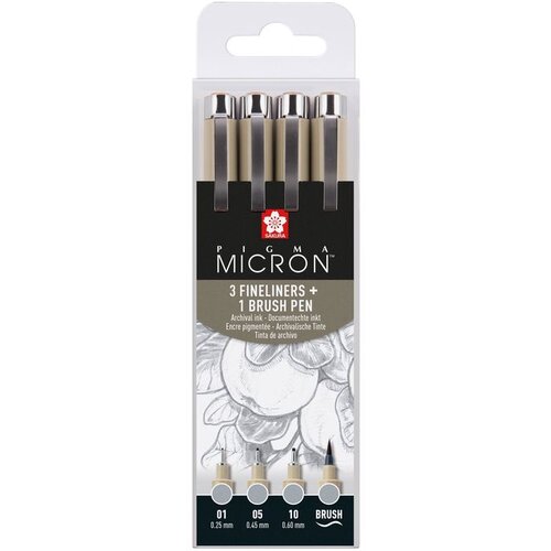  Set tehničkih olovaka Sakura Pigma Micron 3 fineliners a brush pen | sive nijanse () KORI&amp;Scaron;TENO Slike