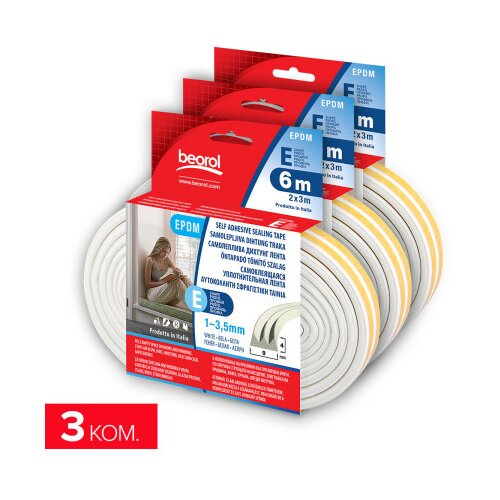  Samolepljiva dihtung traka 6m, E-profil, bela - 3kom Beorol ( 3EBE6 ) Slike