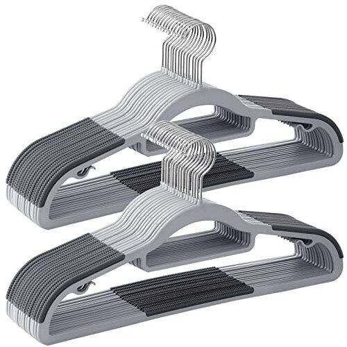 Songmics Set 30 obešalnikov za oblačila, nedrseči plastični obešalniki, obešalniki za plašče, debelina 0,5 cm, dolžina 42 cm, 360° srebrna kljuka, svetlo siva in temno siva CRP20, (21298209) Cene