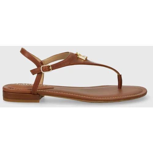 Polo Ralph Lauren Usnjeni sandali Ellington ženski, rjava barva, 802940593002