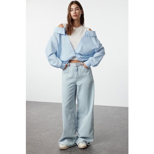 Trendyol Ecru Crop Knitwear Sweater with Woven Garnish Cijene