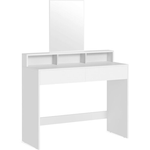 Songmics jem-oblika z velikimi ogledali 2 predala 3 odprti predelki kozmetična mizica moderna bela RDT163W01, (21387924) Cene