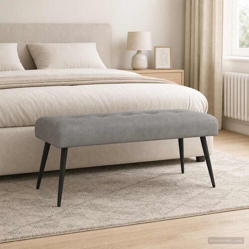 Klupa s gumbastim tkanjem Svjetlosiva 110 x 40 x 46 cm Bar&amp;scaron;un Slike