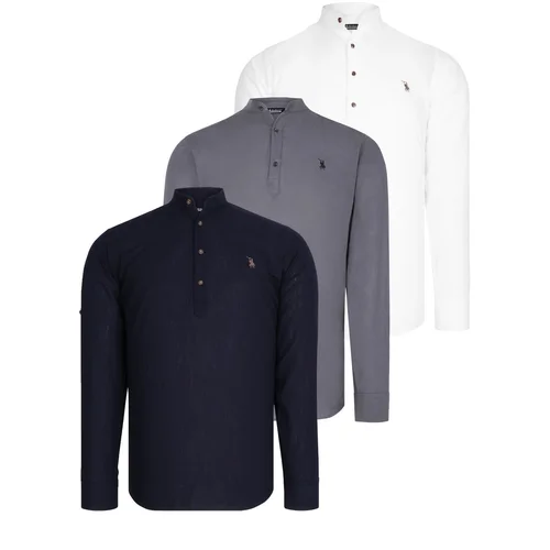 Dewberry TRIPLE SET G783 JUDGE COLLAR SHIRT-NAVY-WHITE-ANTHRACITE