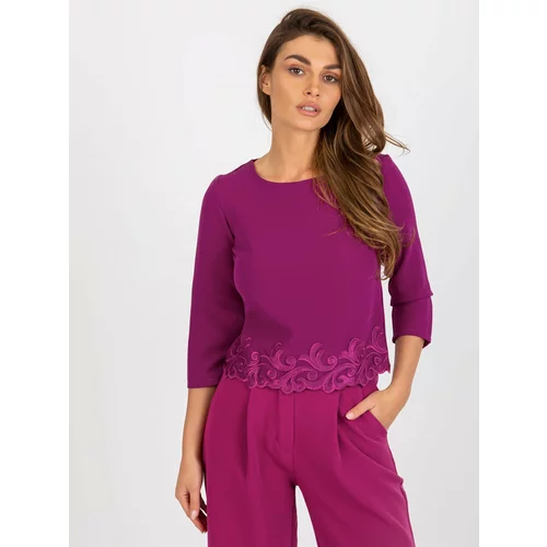 Fashion Hunters Purple short formal blouse with 3/4 sleeves