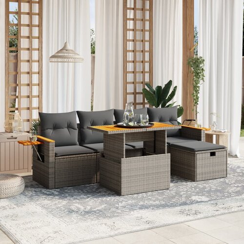 vidaXL 6-dijelni set vrtnih sofa od poliratana s jastucima sivi Cijene