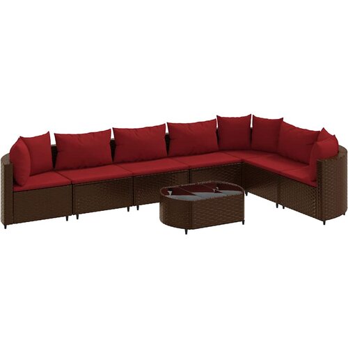  8-dijelni set vrtnih sofa s jastucima smeđi od poliratana Slike