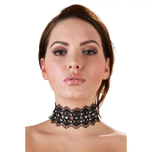 Cottelli Collection Choker with Pearls and Rhinestones 2450186 Black