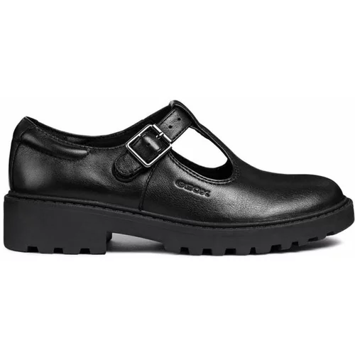 Geox Kožne cipele CASEY za žene, boja: crna, ravni potplat, J8420E 00043 C9999
