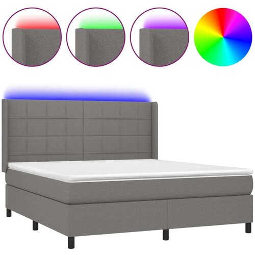  Box spring s madracem LED tamnosivi 160x200 cm tkanina Slike