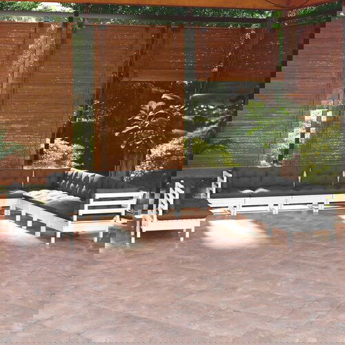  The Living Store Vrtna sedežna garnitura 11-delna z blazinami bela borovina - Vrtna Sedežna Garnitura, (21468007) Cene