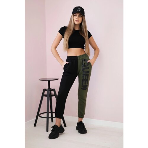 Kesi Women&amp;#039;s sweatpants with QUEEN inscription khaki Slike