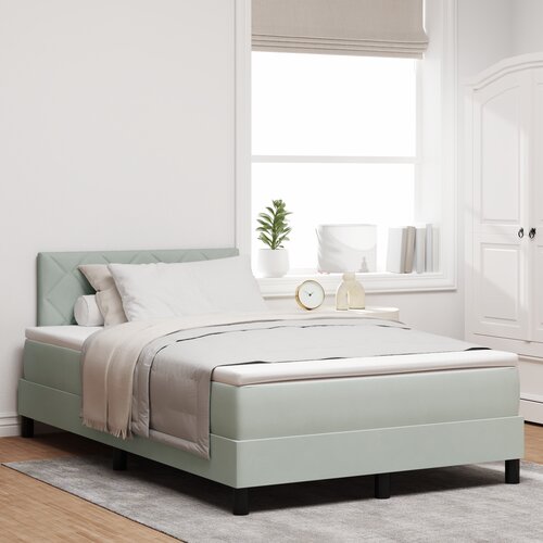VidaXL Box Spring postelja z vzmetnico in LED svetlobo svetlo siva 120x190 cm žamet Slike