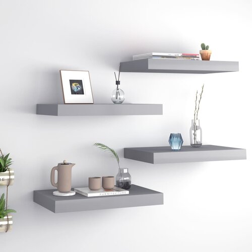 VidaXL Stenske police 4 kosi sive 40x23x3,8 cm MDF Slike
