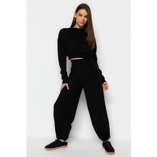Trendyol Black Super Crop Jogger Trousers Knitwear Bottom-Top Set Slike