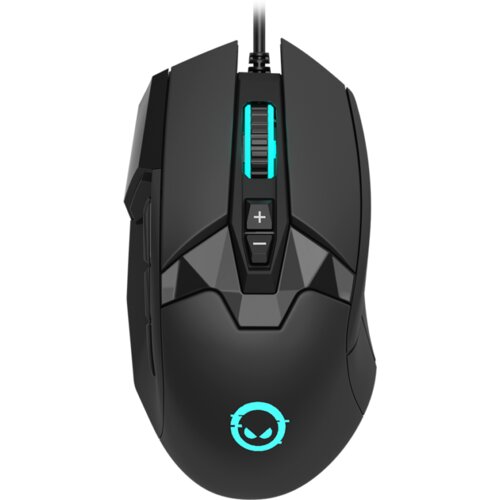 Lorgar Stricter 579, gaming mouse, 9 programmable buttons, Pixart PMW3336 sensor, DPI up to 12 000, 50 million clicks buttons lifespan, 2 switches, built-in display, 1.8m USB soft silicone cable, Matt UV coating with glossy parts and RGB lights with 4 LED flowing modes, size: 131*72*41mm, 0.127kg, black Cijene