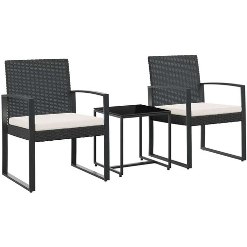 VidaXL 3-dijelni vrtni blagovaonski set s jastucima crni od PP ratana Slike