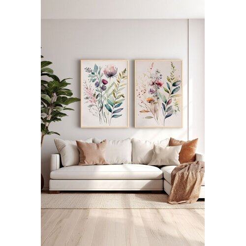 Wallity Dekorativna uramljena MDF slika 2kom Ersy2Lımodel37-Ahsap Slike