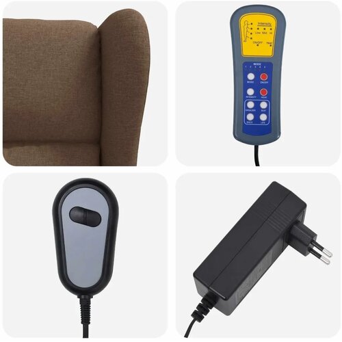  Masažni električni naslonjač s krilima Smeđa Tkanina - Smeđa Slike