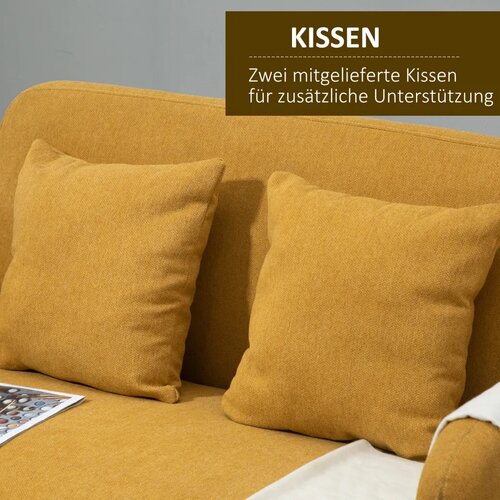  Dvosjed s 2 ukrasna jastuka bar&amp;scaron;unasta sofa 130x70x80 cm žuta Slike
