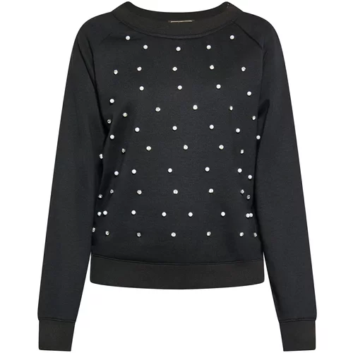 faina Sweater majica crna / prozirna / biserno bijela