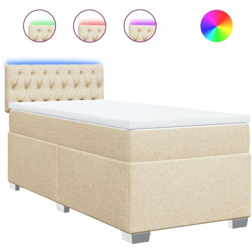 VidaXL Okvir kreveta s oprugama i madrac krem 80x200 cm od tkanine Slike