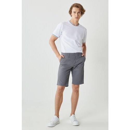 AC&Co / Altınyıldız Classics Men's Gray Slim Fit Slim Fit Dobby 100% Cotton Casual Chino Shorts Cene