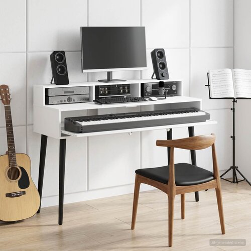 Studio radni stol Bijela 110 x 42,5 x 36 cm Konstruirano drvo Cijene