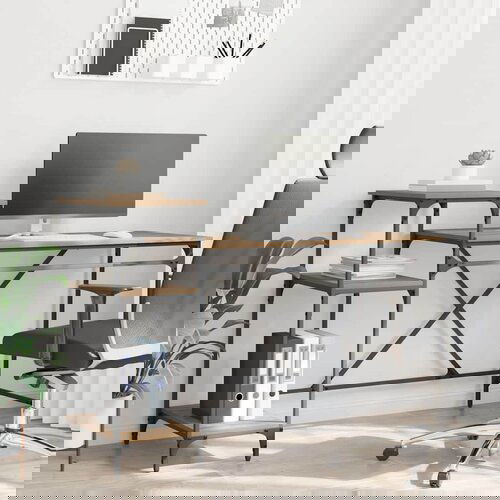 vidaXL Miza Umetni hrast 135 x 50 x 90 cm Konstruiran les Cene