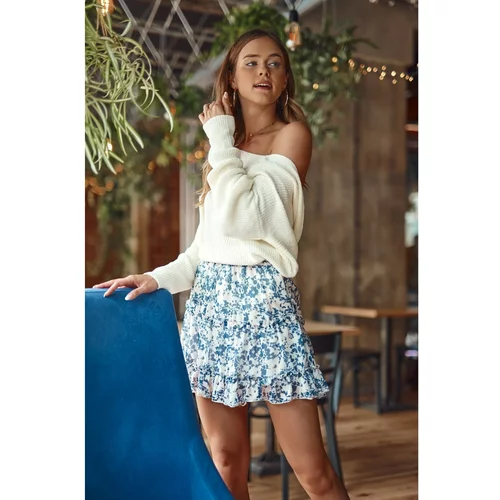 Fasardi Navy blue chiffon mini skirt