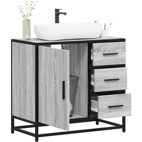 vidaXL Kopalniška omarica siva sonoma 65x33x60 cm inženirski les Cene